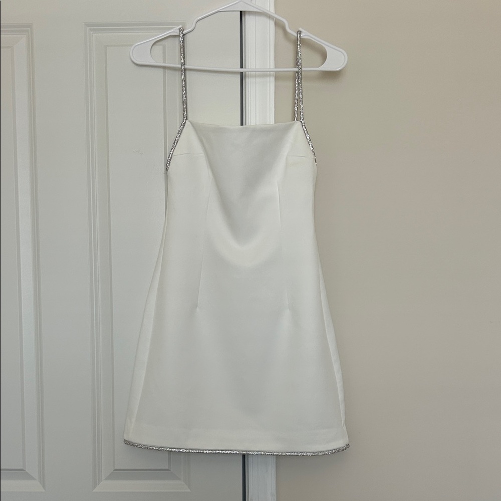 Zara White Mini Dress with Rhinestones, Small